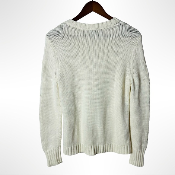 Talbots Cable Knit Sweater Ivory Small NWT Coastal Fisherman Preppy Cottage - Picture 6 of 11